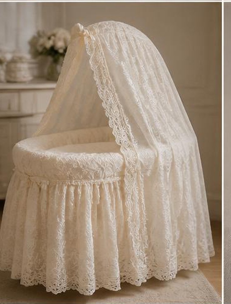 Newborn lace bassinet drape