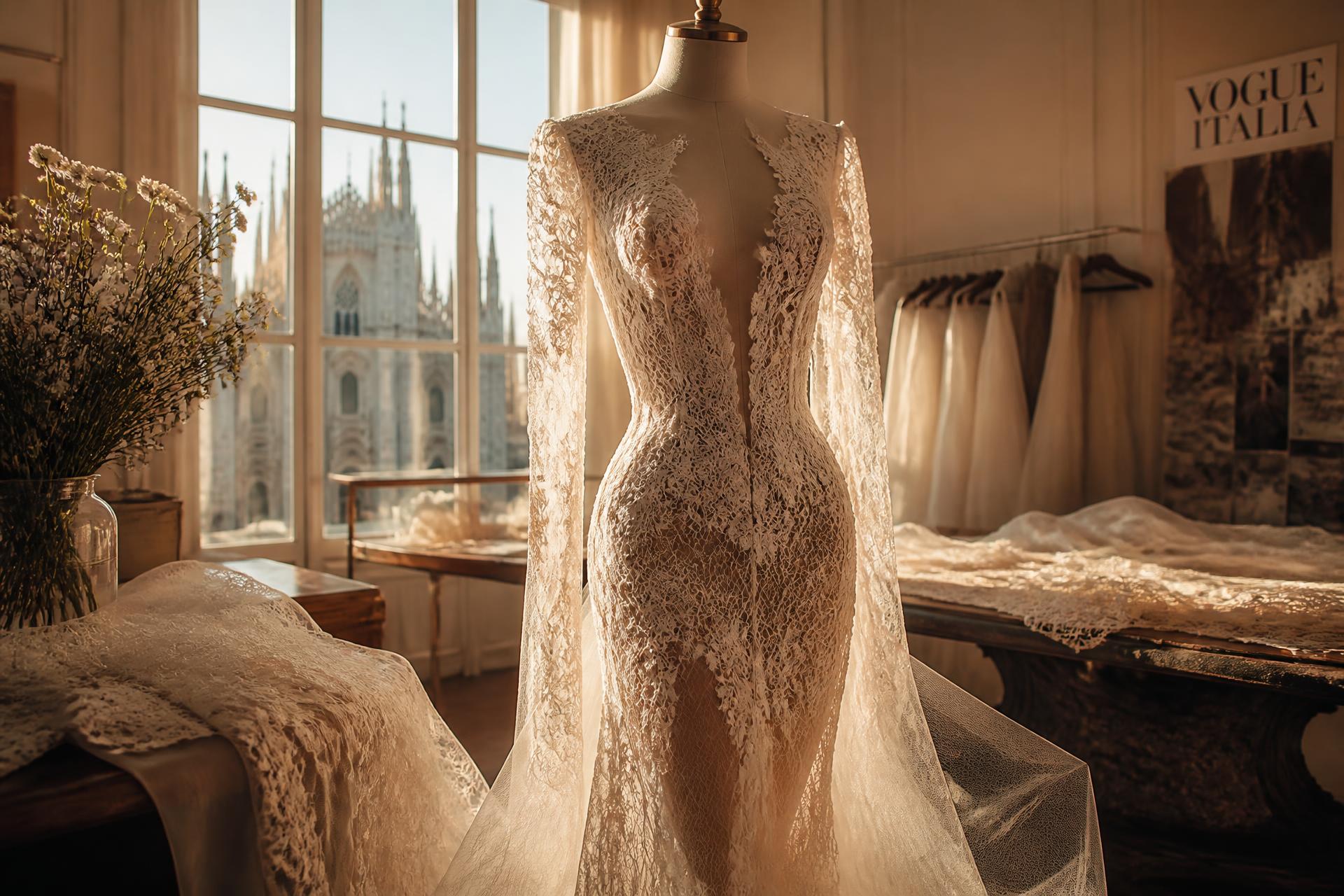 Handmade lace couture gown